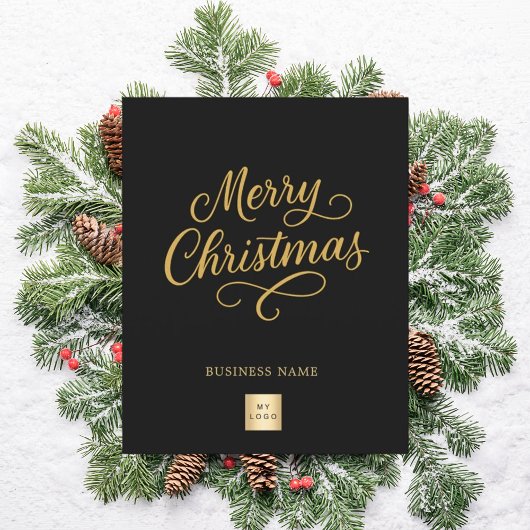 Black script business logo Christmas Flyer