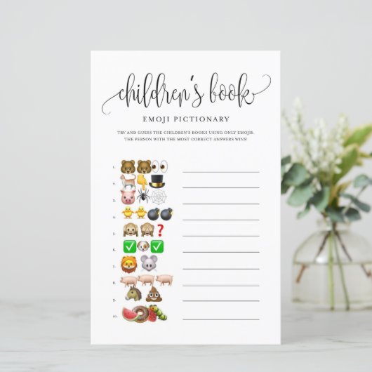 Black Script Children's Book Baby shower Game (Staand voorkant)