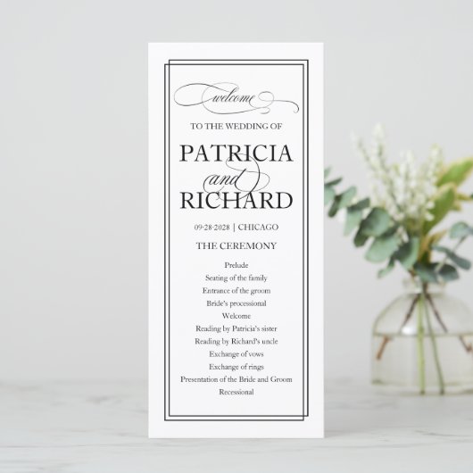 Black Script Élégant programme de cérémonie de mar (Debout devant)