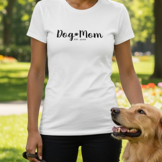 Black Script Established Dog Mom T-Shirt