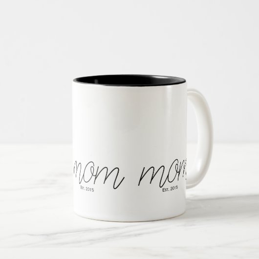 Black Script Established Mom  Tweekleurige Koffiemok (Voorkant rechts)