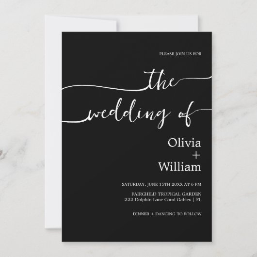 Black Script foto bruiloft uitnodiging (Voorkant)