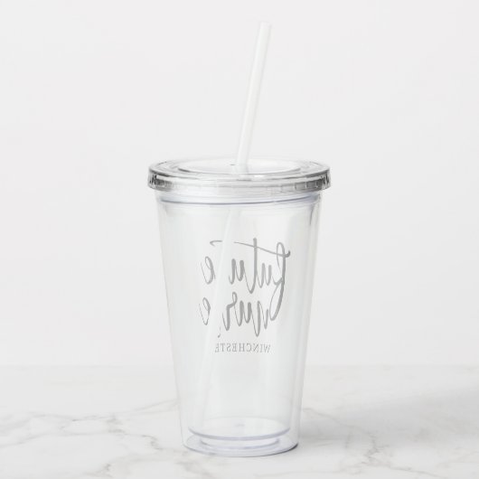 Black Script Future Nurse (naam) Acryl Drinkbeker (Achterkant)