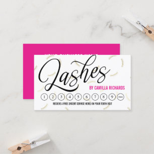 Black Script & Gold Lashes Loyalty Punch Kaart