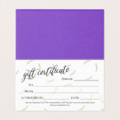 Black Script & Gold Lashes Purple Cadeau Certifica (Inside Unfolded)