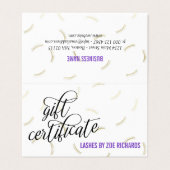 Black Script & Gold Lashes Purple Cadeau Certifica (Outside Unfolded)