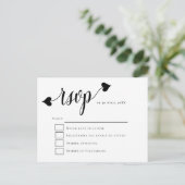 Black Script Heart Swash Wedding RSVP Briefkaart (Staand voorkant)