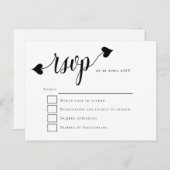 Black Script Heart Swash Wedding RSVP Briefkaart (Voorkant / Achterkant)