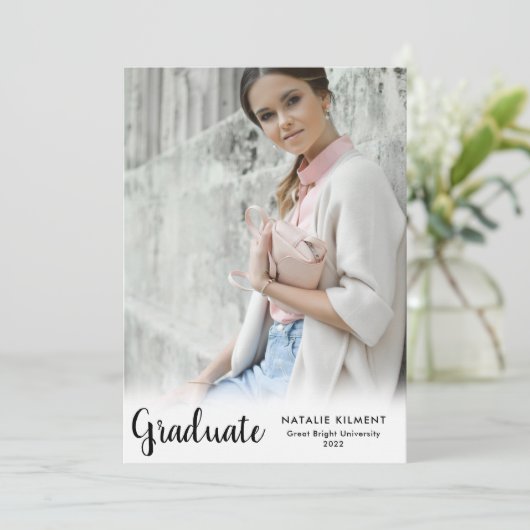 Black Script Modern Afstuderen Afstuderen foto's Aankondiging (Staand voorkant)