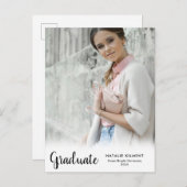 Black Script Modern Afstuderen Afstuderen foto's Aankondigingskaart (Voorkant / Achterkant)