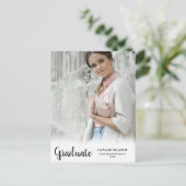 Black Script Modern Afstuderen Afstuderen foto's Aankondigingskaart (Staand voorkant)