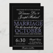 Black Script Modern Wedding Invitation Kaart (Voorkant / Achterkant)