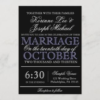 Black Script Modern Wedding Invitation Kaart