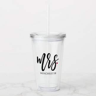 Black Script Mrs. (Naam) Acryl Drinkbeker