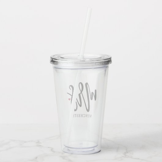 Black Script Mrs. (Naam) Acryl Drinkbeker (Achterkant)