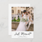 Black Script Photo Wedding Announcement Bedankkaart (Voorkant / Achterkant)