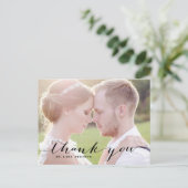 Black Script Photo Wedding Hartelijk dank Briefkaa Briefkaart (Staand voorkant)