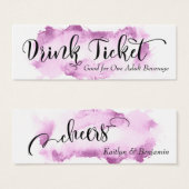 Black Script & Raspberry Waterverf Drink Tickets Mini Visitekaartjes (Voorkant /achterkant)
