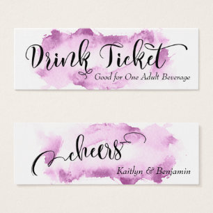 Black Script & Raspberry Waterverf Drink Tickets Mini Visitekaartjes