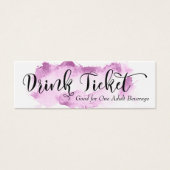 Black Script & Raspberry Waterverf Drink Tickets Mini Visitekaartjes (Voorkant)