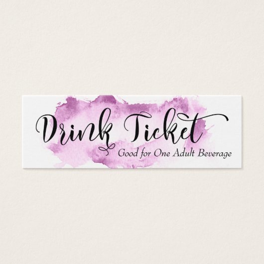 Black Script & Raspberry Waterverf Drink Tickets Mini Visitekaartjes (Voorkant)