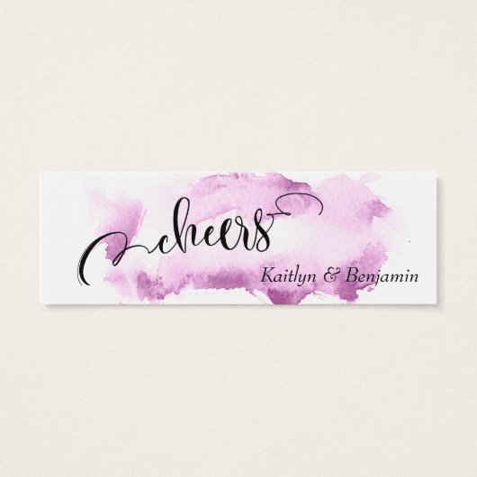 Black Script & Raspberry Waterverf Drink Tickets Mini Visitekaartjes (Achterkant)