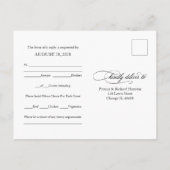 Black Script Simple Elegant Wedding RSVP Briefkaar Briefkaart (Achterkant)