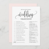 Black Script Wedding Traditions Vrijgezellenfeest Informatiekaartje (Voorkant / Achterkant)