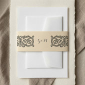 Black Scroll Monogrammed Elegant Invitation  Uitnodigingen Wikkel