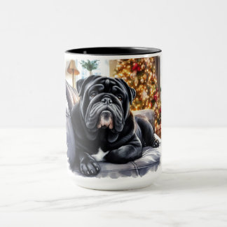 Black Seal Bulldog Christmas Coffee Mok Cup