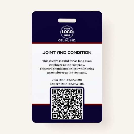 Black Security ID-badge met foto- en QR-code Badge (Achterkant)