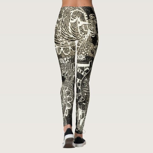 Black Sepia Abstract Leggings (Dos)