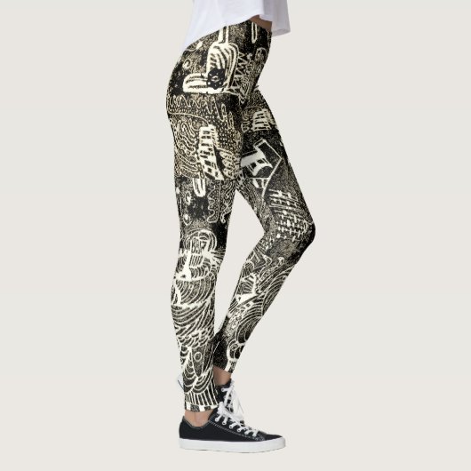 Black Sepia Abstract Leggings (Droite)