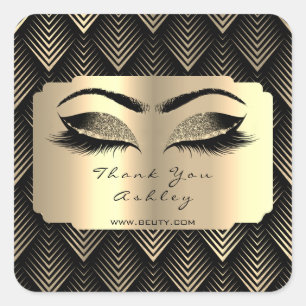 Black Sepia Glitter Gold Lash Eyes Vierkante Sticker