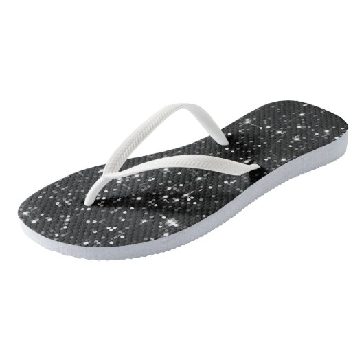Black Sequin Effect Teenslippers (Schuin)