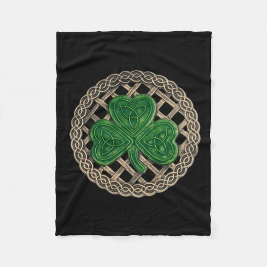 Black shamrock on Celtic Knots Fleece Blanket Deken (Voorkant)