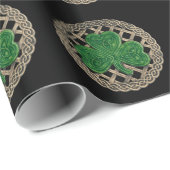Black Shamrock op Keltische knopen inpakpapier (Rol Hoek)