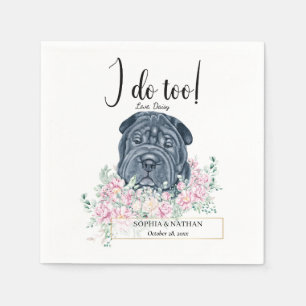 Black Shar Pei Dog Wedding Cocktail Napkins Servet