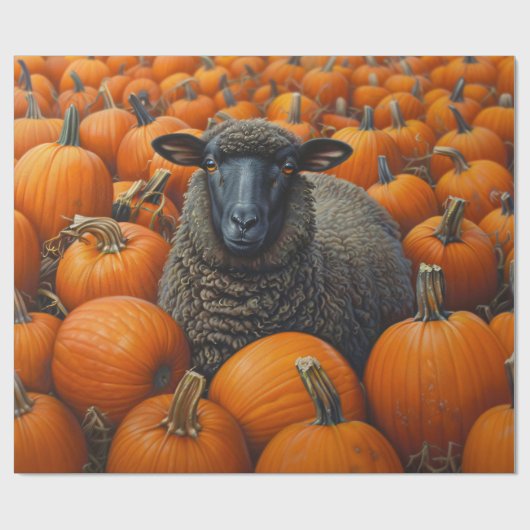 Black Sheep Autumn Pumpkin Patch Decoupage Cadeaupapier (Vlak)