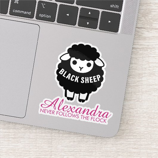 Black Sheep Pink Never Follows Flock Funny Sticker (Detail)
