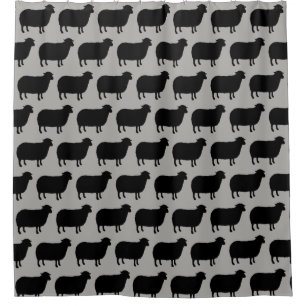 Black Sheep Silhouettes Pattern Douchegordijn