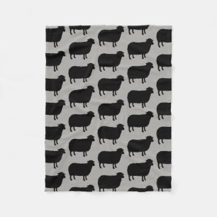 Black Sheep Silhouettes Pattern Fleece Deken