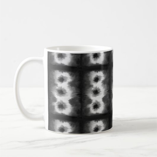 Black Shibori Pattern Tie Dye Art Koffiemok (Links)