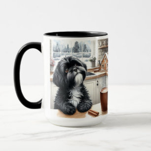 Black Shih Tzu Bedankt Kerstkoffie Mok Cup