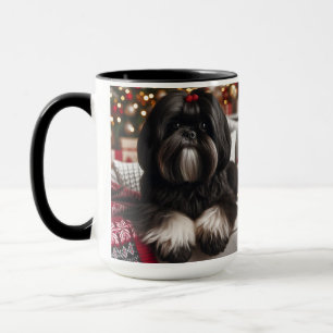 Black Shih Tzu Christmas Coffee Mok Cup