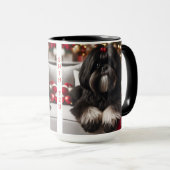 Black Shih Tzu Christmas Coffee Mug Cup (Devant droit)