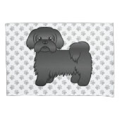 Black Shih Tzu Cute Cartoon Dog Illustratie Kussensloop (Voorkant-Links)