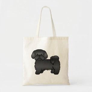 Black Shih Tzu Cute Cartoon Dog Illustratie Tote Bag