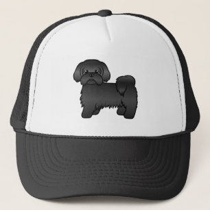Black Shih Tzu Cute Cartoon Dog Illustratie Trucker Pet
