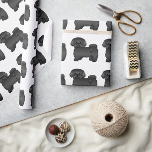 Black Shih Tzu Cute Cartoon Dog Pattern Cadeaupapier